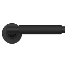 Iseo Matt Black Knurled Lever on Rose Door Handle Pair