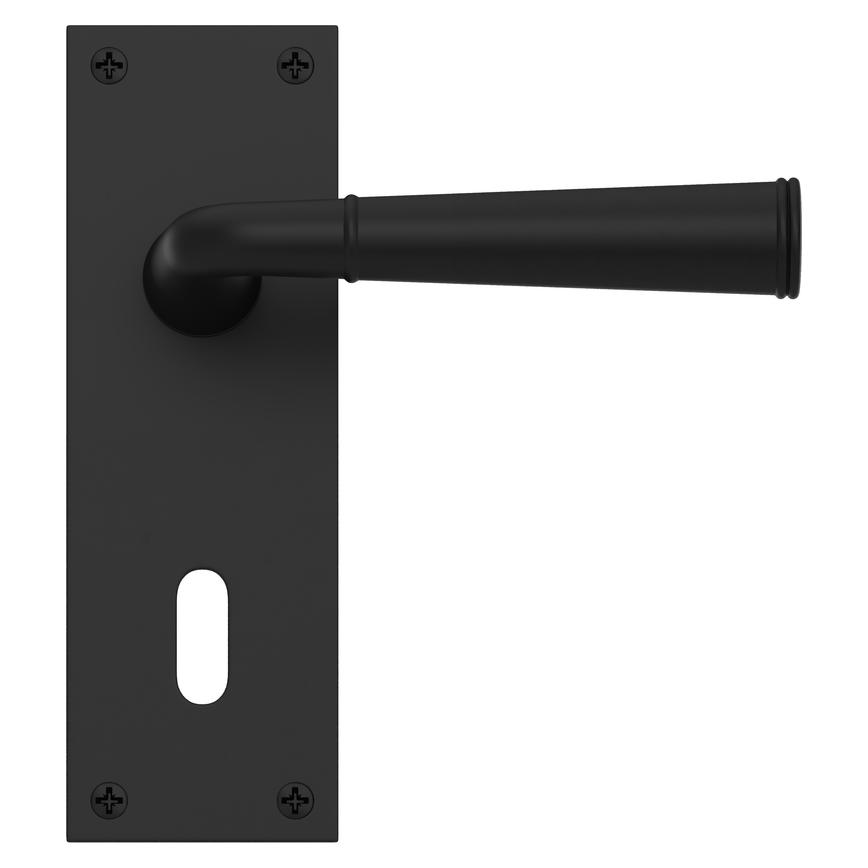 Fuller and Forge Arno Matt Black Lever on Backplate Lock Door Handle Pair