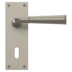 Fuller and Forge Arno Satin Nickel Lever on Backplate Lock Door Handle Pair