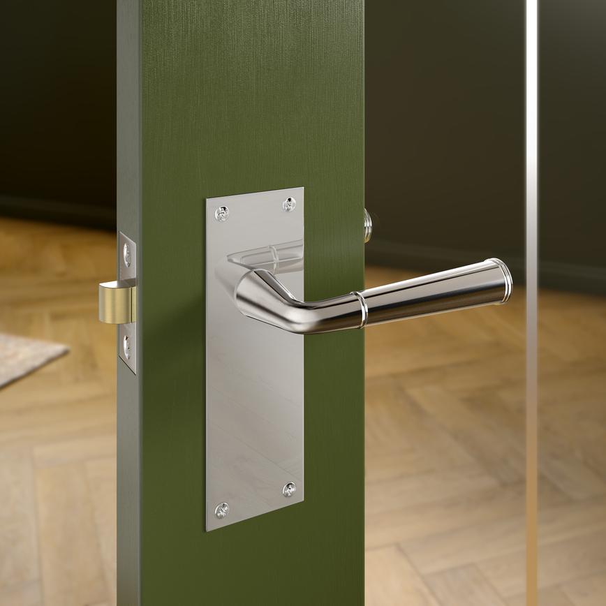 Fuller and Forge Arno Polished Chrome Lever on Backplate Latch Door Handle Pair