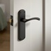 Fuller and Forge Garda Matt Black Lever on Backplate Latch Door Handle Pair Situational Image
