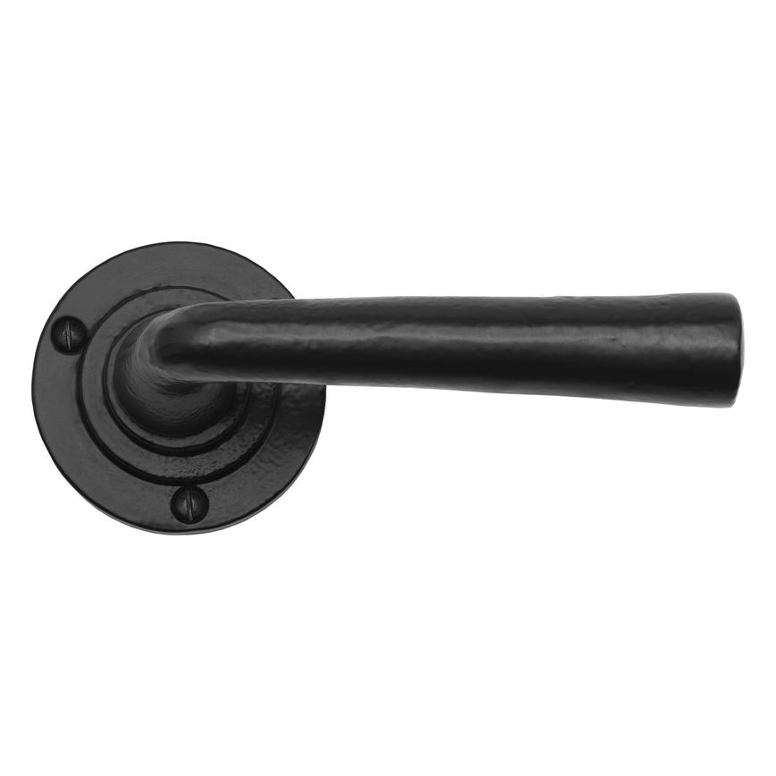 Antique Black Lever on Rose Door Handle Pair