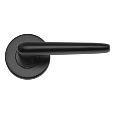 Edinburgh Matt Black Fire Rated Lever on Rose Door Handle Pair