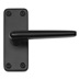 Edinburgh Matt Black Fire Rated Lever on Backplate Latch Door Handle Pair
