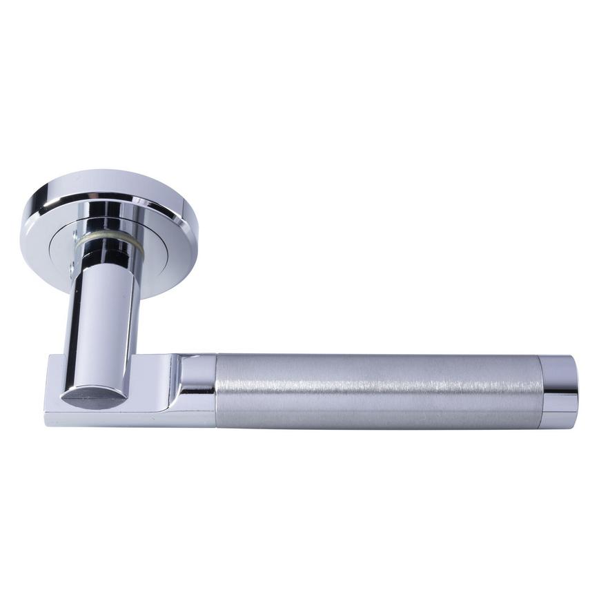 Carlisle Brass Serozzetta Azul Dual-Tone Chrome Fire Rated Lever on Rose Pair