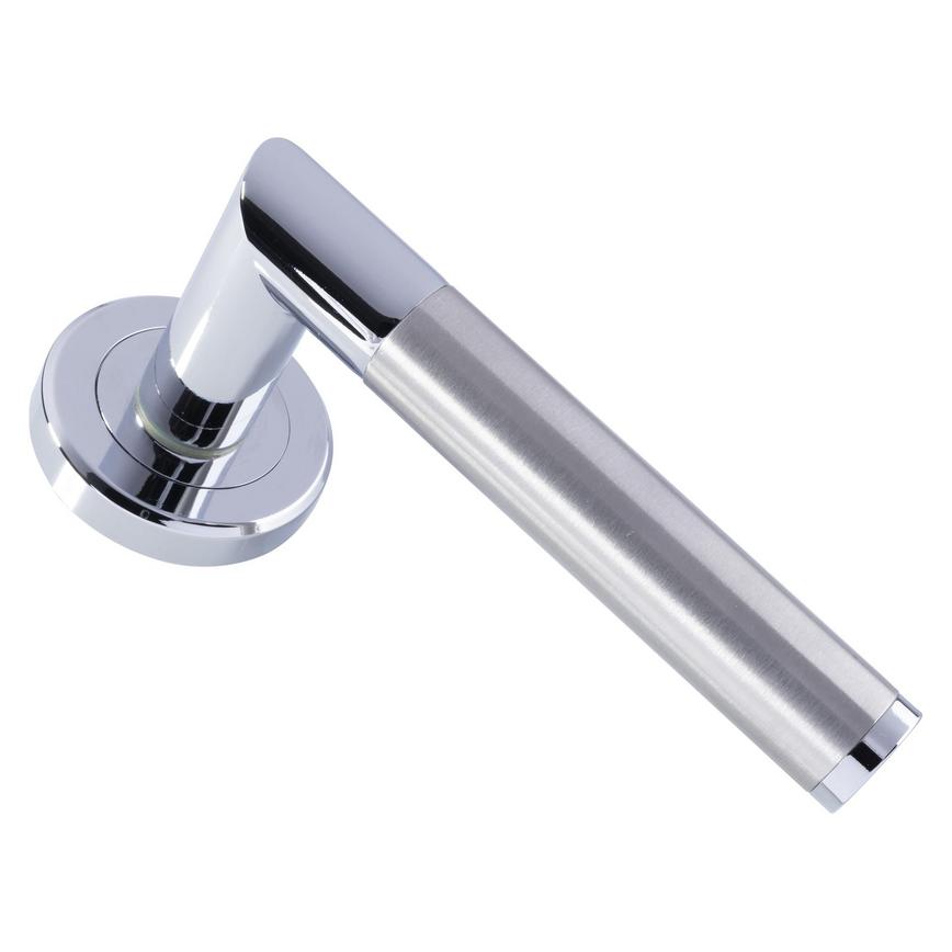Carlisle Brass Serozzetta Trend Dual-Tone Chrome Fire Rated Lever on Rose Pair