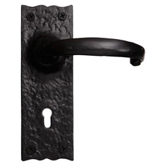 Antique Lever on Backplate Lock Powder Coated Black Door Handle Pair