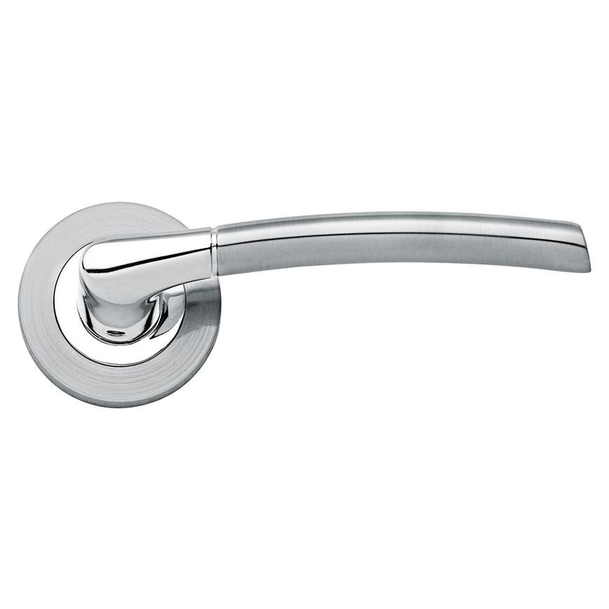 Newington Lever on Rose Dual-Tone Chrome Door Handle Pair
