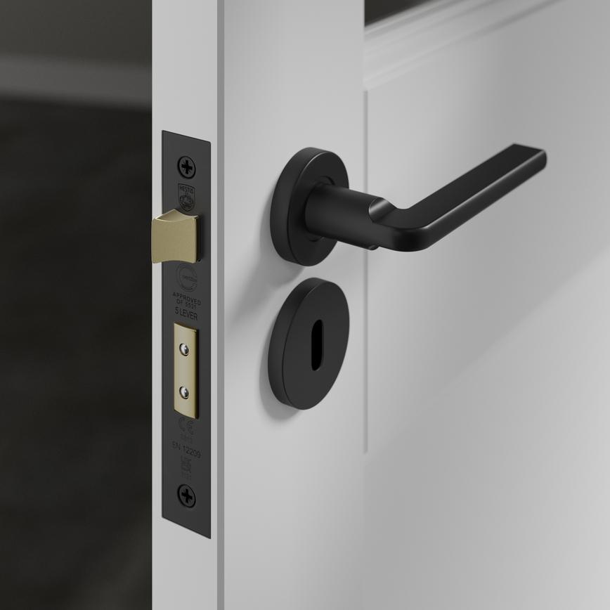 Sashlock Fire Rated 3.0 Matt Black Munch Matt Black Rose Handle