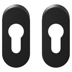 Matt Black 30mm Oval Euro Escutcheon Pair
