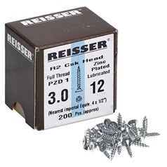 Reisser R2 3mm x 12mm Pozi Countersunk Bright Zinc Plated Woodscrews Pack of 200