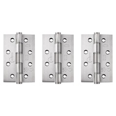 Eclipse Satin Stainless Steel 102mm x 76mm Light Duty Grade 7 Washered Fire Rated Butt Hinge Pack of 3