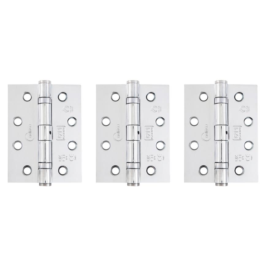 Eclipse Polished Chrome 102mm x 76mm Heavy Duty Grade 11 Ball Bearing Fire Rated Butt Hinge Pack of 3