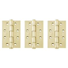 Eclipse Polished Brass 102mm x 76mm Light Duty Grade 7 Washered Fire Rated Butt Hinge Pack of 3