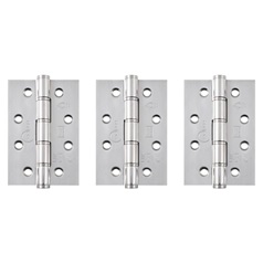 Eclipse Polished Stainless Steel 102mm x 76mm Light Duty Grade 7 Washered Fire Rated Butt Hinge Pack of 3
