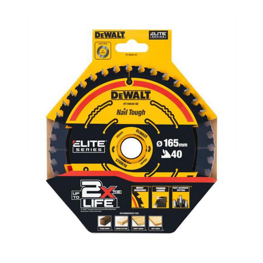 DeWalt Elite 165mm x 20mm 40T Wood Circular Saw Blade