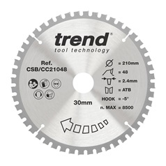 Trend 210mm x 30mm 48T Hardwood Mitre Saw Blade