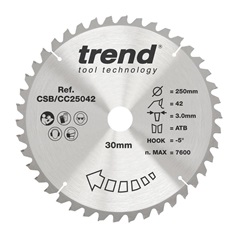 Trend 250mm x 30mm 42T Hardwood Mitre Saw Blade