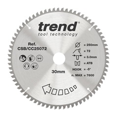 Trend 250mm x 30mm 72T Hardwood Mitre Saw Blade