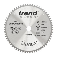 Trend 305mm x 30mm 64T Hardwood Mitre Saw Blade