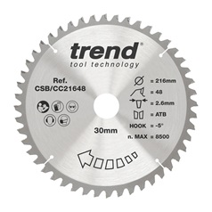 Trend 216mm x 30mm 48T Wood Mitre Saw Blade