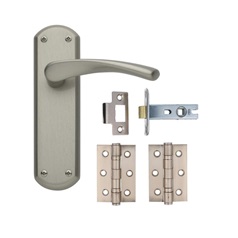 Garda Satin Nickel Latch Handle Pack