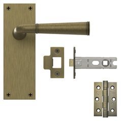 Fuller and Forge Arno Antique Brass Lever on Backplate Latch Door Handle Pack