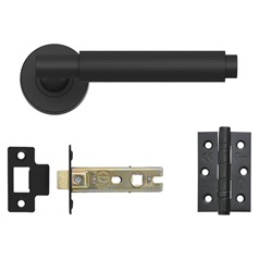 Fuller and Forge Orta Matt Black Fluted Lever on Rose Door Handle Pack