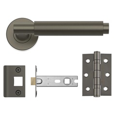 Fuller and Forge Orta Satin Bronze Fluted Lever on Rose Door Handle Pack