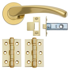 Fuller and Forge Garda Polished Brass Lever on Rose Door Handle Pack