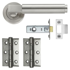 Runda Satin Nickel Lever on Rose Door Handle Pack