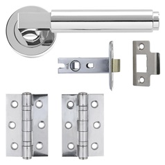 Runda Polished Chrome Lever on Rose Door Handle Pack