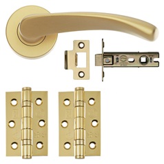 Fuller and Forge Garda Satin Brass Lever on Rose Door Handle Pack