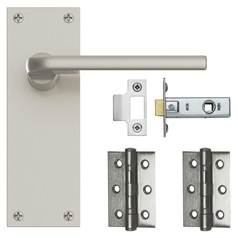 Fuller and Forge Munch Satin Nickel Lever on Slim Backplate Latch Door Handle Pack