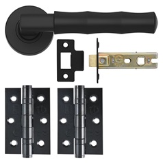 Fuller and Forge Bamboo Matt Black Lever on Rose Door Handle Pack