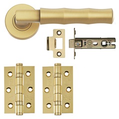 Fuller and Forge Bamboo Satin Brass Lever on Rose Door Handle Pack