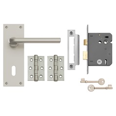 F&F Munch on Backplate Satin Nickel Lock Pack Primary