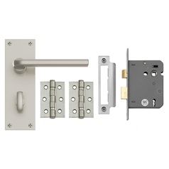 F&F Munch on Backplate Satin Nickel Bathroom Pack Primary