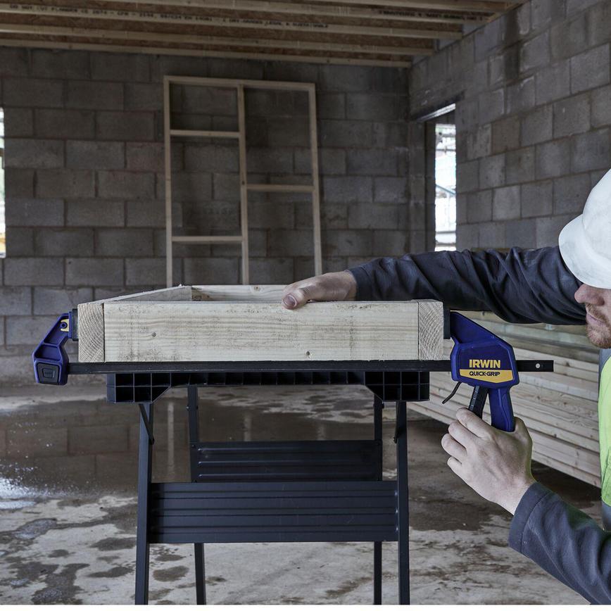 Irwin Quick-Grip 24" Medium Duty Bar Clamp Holding Wooden Frame Together