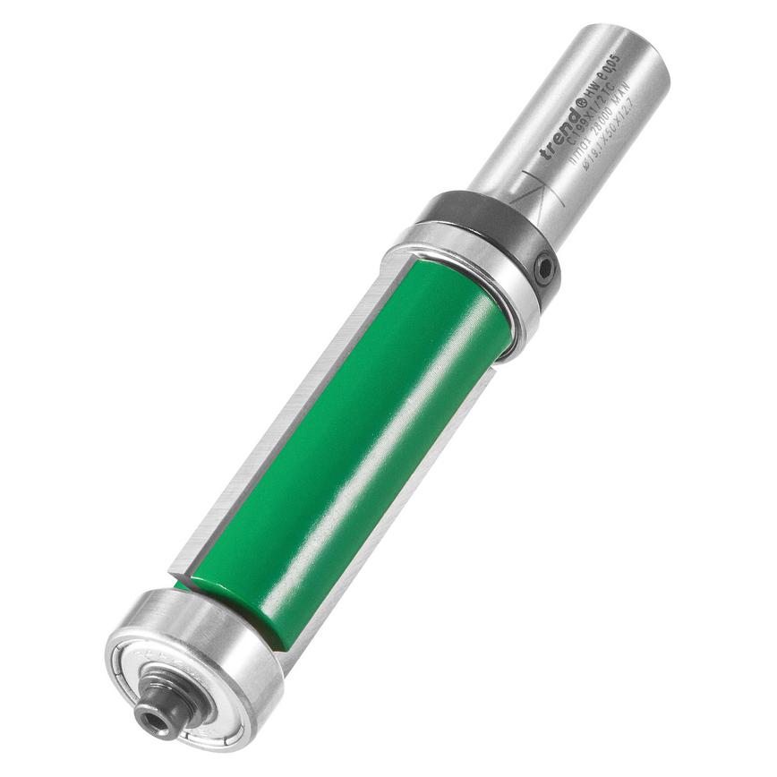 Trend Craft Pro 19.1mm x 50mm Guided ½" PFTE Coated Trimmer Router Cutter Angled View