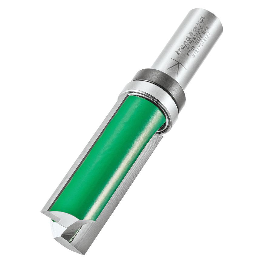 Trend Craft Pro 12.7mm x 50mm Guided ½" PFTE Coated Profiler Router Cutter Angled View