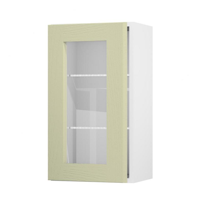 Chilcomb Sage Green 400 Full Height Glass Door Open