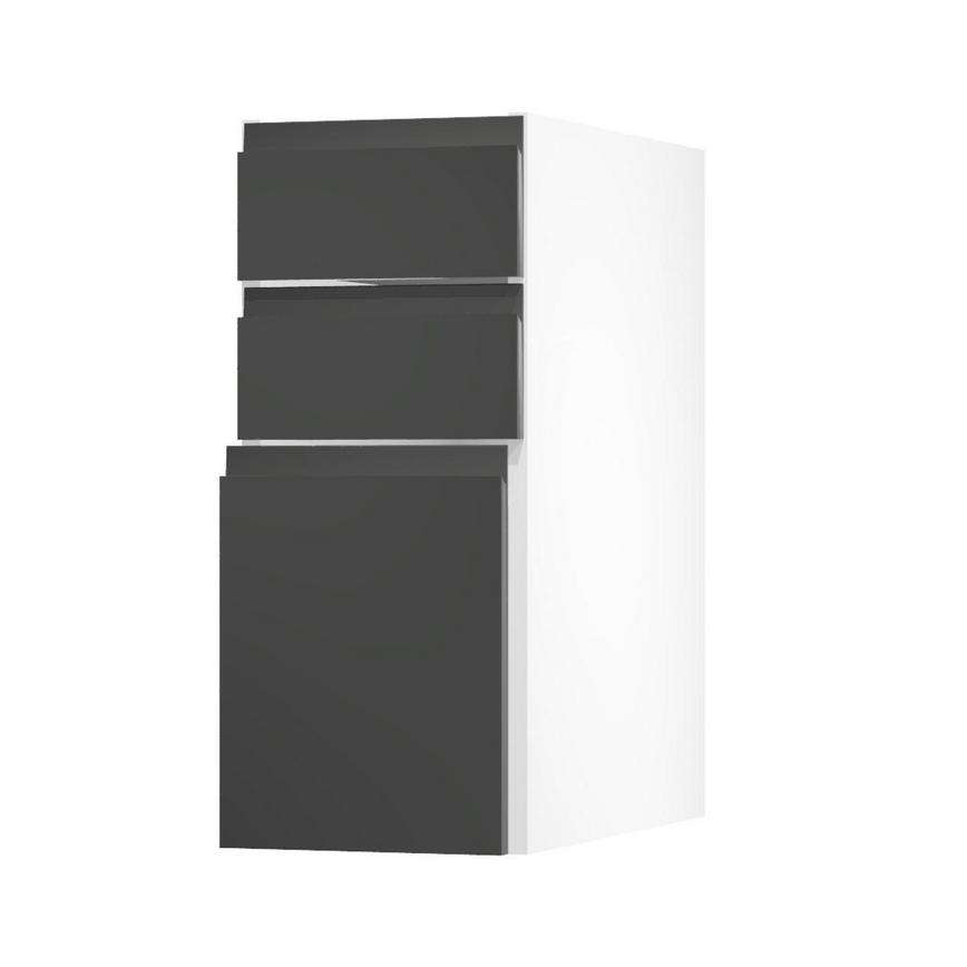 Clerkenwell Gloss Charcoal 300 Pan Drawer Door Open