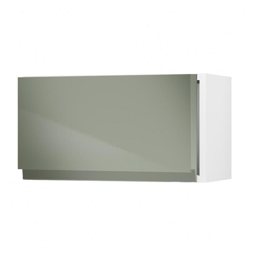 Clerkenwell Gloss Reed Green 600 Integrated Microwave Topbox Door Open