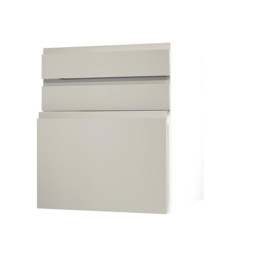 Clerkenwell Gloss Porcelain 600mm x 394mm Pan Drawer Shown with the Drawer Open at an Angle as Part of a Drawer Unit