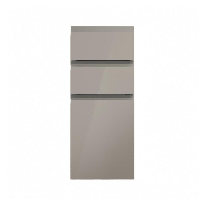 Clerkenwell Gloss Sand Grey 300mm x 394mm Pan Drawer Front Shown Closed as Part of a Full Drawer Unit