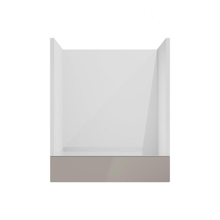 Clerkenwell Gloss Sand Grey 600mm x 115mm Filler Panel Shown from the Front as Part of a Built Under Oven Housing Unit