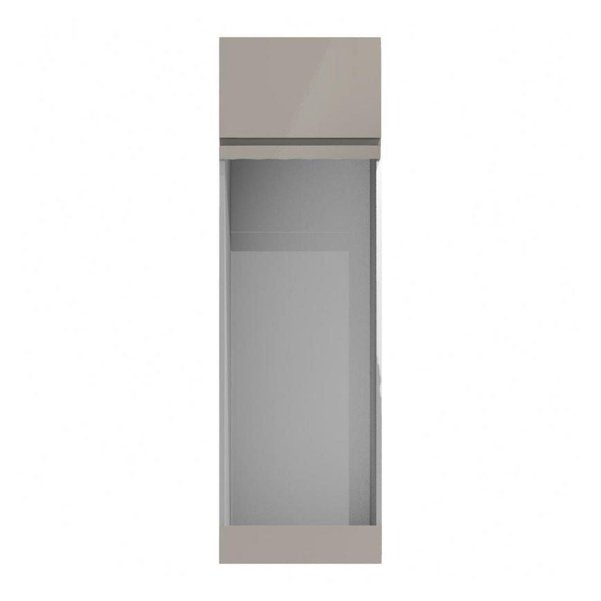 Clerkenwell Gloss Sand Grey 141mm x 600mm Filler Panel Shown from the Front as Part of an Appliance Tower Unit