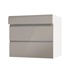 Clerkenwell Gloss Sand Grey 800mm x 160mm Drawer Front Shown Open at an Angle as Part of a Drawer Unit
