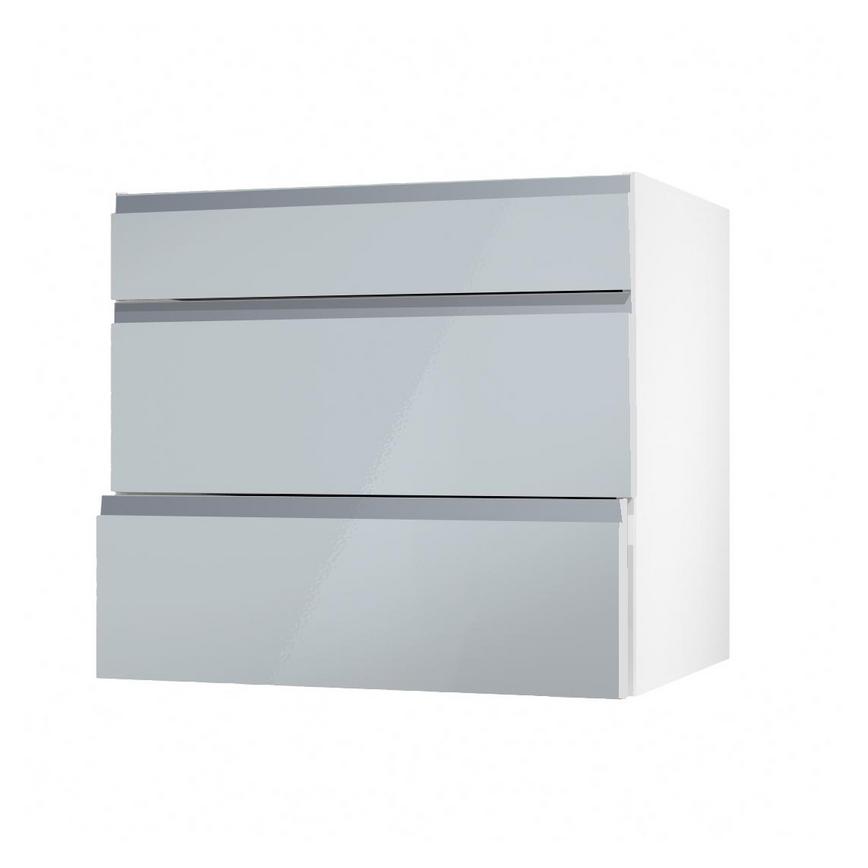 Clerkenwell Gloss Mist 275mm x 800mm Pan Kitchen Drawer Angled Open